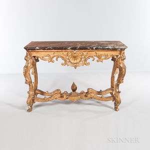 Rococo Carved Giltwood Marble-top Console