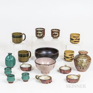 Group of Japanese and Korean Glazed Studio Pottery and Kilnware