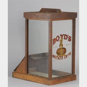 "Boyd's Potato Chips, Revere Beach" Retail Glass and Pine Counter Cabinet