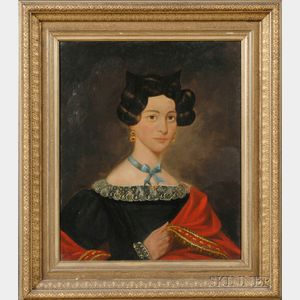 American School, 19th Century Portrait of Rachael Perkins of Taunton, Massachusetts.