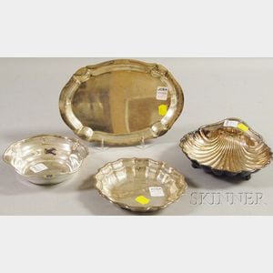 Four Small Sterling Silver and Silver-plated Bowls and Trays