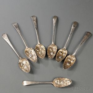 Seven George III Sterling Silver Berry Spoons