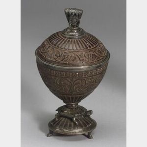Carved Coconut Shell Cup and Cover