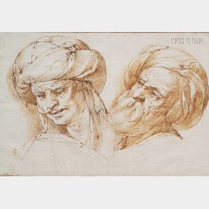 Attributed to Giuseppe Cesare, called Cavaliere d'Arpino (Italian, 1568-1640) Two Male Heads with Turbans