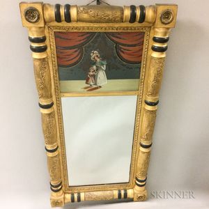 Late Federal Gilt and Reverse-painted Tabernacle Mirror