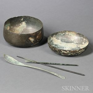 Three Bronze Tableware Items