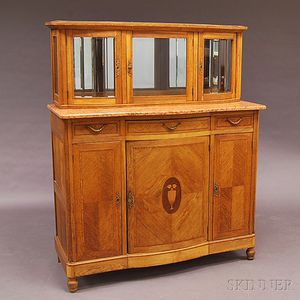 Neoclassical-style Inlaid Oak Wall Cabinet