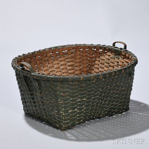 Dark Green-painted Double-handled Splint Basket