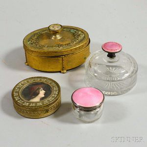 Two Jewelry Boxes and Two Glass Covered Jars