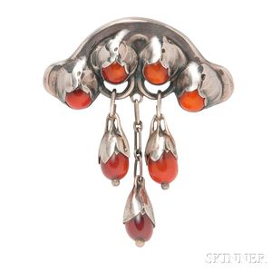 Silver and Amber Brooch,