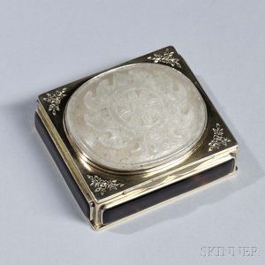 French Silver-gilt and Hardstone Snuff Box