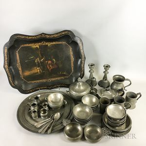 Large Group of Pewter Tableware Items