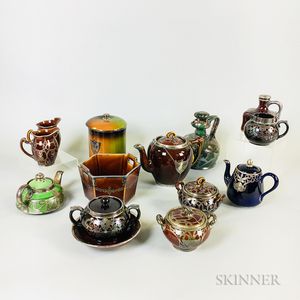 Fourteen Silver Overlay Ceramic Tableware Items