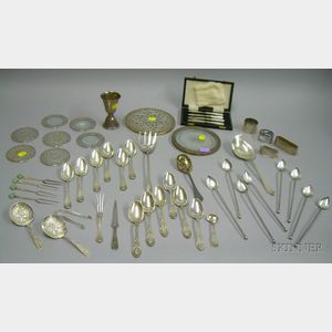 Lot of Miscellaneous Silver Flatware and Small Sterling Overlay Tablewares