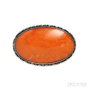 Silver and Amber Brooch