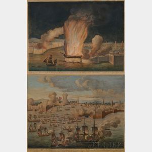 John B. Guerrazzi, publisher (Italian, Early 19th Century) Two Views of Naval Engagements in the Tripolitan War.