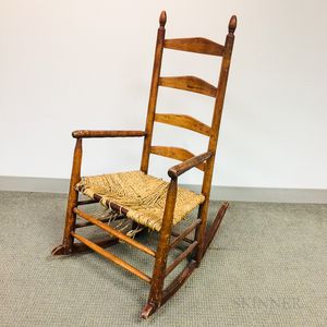 Country Turned Maple Slat-back Armed Rocking Chair