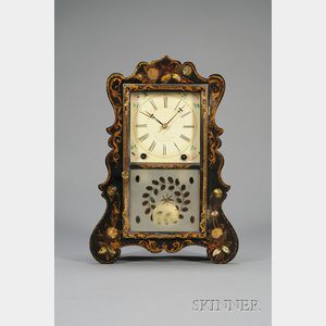 Papier-mache and Mother-of-Pearl Shelf Clock by Brewster Manufacturing Company