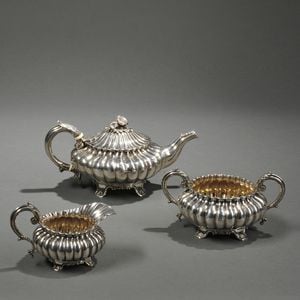 Three-piece George IV Sterling Silver Tea Service
