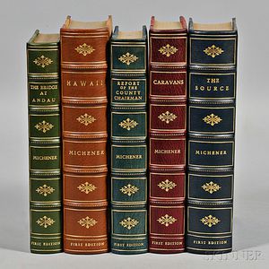 Michener, James A. (1907-1997) Five Signed First Editions in Leather.