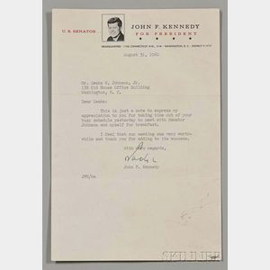 Kennedy, John F. (1917-1963) Two Signed Letters, Two Inaugural Invitations.