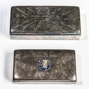 Two Silver-plated Presentation Cigarette Boxes