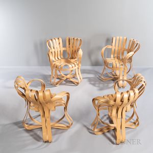 Four Frank Gehry (Canadian/American, b. 1929) for Knoll International Cross Check Armchairs
