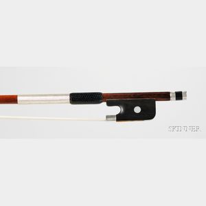 French Silver Mounted Violin Bow, Pajeot School