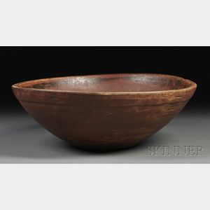 Large Red-painted Turned Ash Bowl