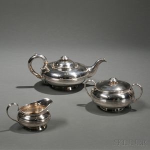 Assembled Three-piece George IV/William IV Sterling Silver Tea Service
