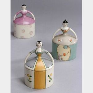 Three Fulper Pottery Doll Powder Boxes