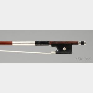 French Silver Mounted Violin Bow, Possibly Etienne Pajeot