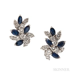 Platinum, Sapphire, and Diamond Earrings