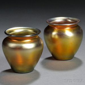 Two Small Steuben Gold Aurene Vases