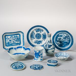 Ten Pieces of Blue and White Export Porcelain