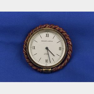 18kt Gold and Leather Travel Clock