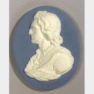 Wedgwood and Bentley Solid Blue Portrait Medallion of John Locke