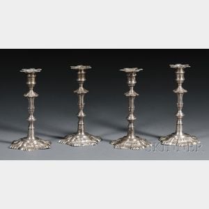 Set of Four Rococo Silver Candlesticks