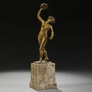 After Franz Sautner (German, 1872-1945) Nude Figure Holding a Tambourine
