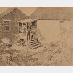 Lilian Westcott Hale (American, 1881-1963) Kitchen Garden with Apple Tree