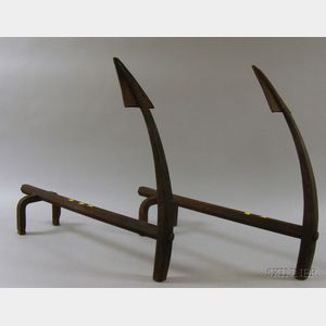 Pair of Iron Anchor-form Andirons