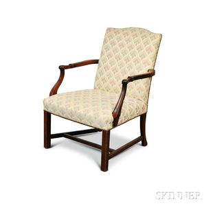George III-style Carved Mahogany Lolling Chair