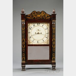 Mahogany Stenciled Column and Splat Shelf Clock by Spencer, Hotchkiss & Company