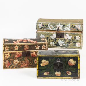 Three Scandinavian Paint-decorated Dome-top Boxes