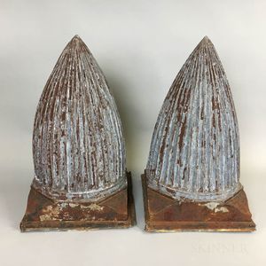 Pair of Large Conical Sheet Metal Finials