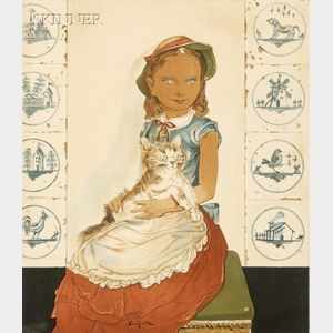 Tsuguharu Foujita (Japanese/French, 1886-1968) Jeune fille assise avec un chat