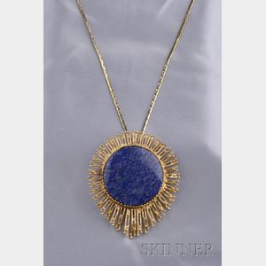 14kt Gold and Lapis Pendant, Grosse