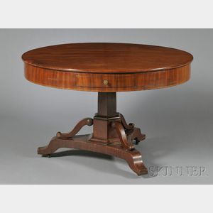 Victorian Inlaid Mahogany Drum Table