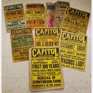 Twenty-two 1938 Movie Theater Window Cards