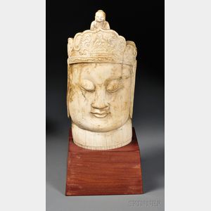 Ivory Buddha Head on Stand